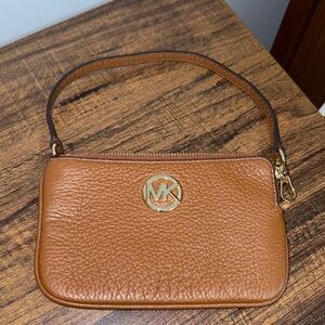 Michael Kors Brown Leather Wristlet